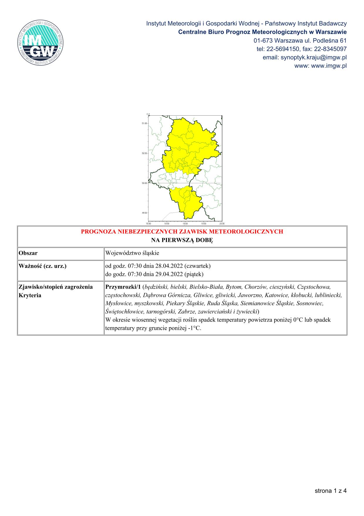 mapa wystąpienia zjawiska