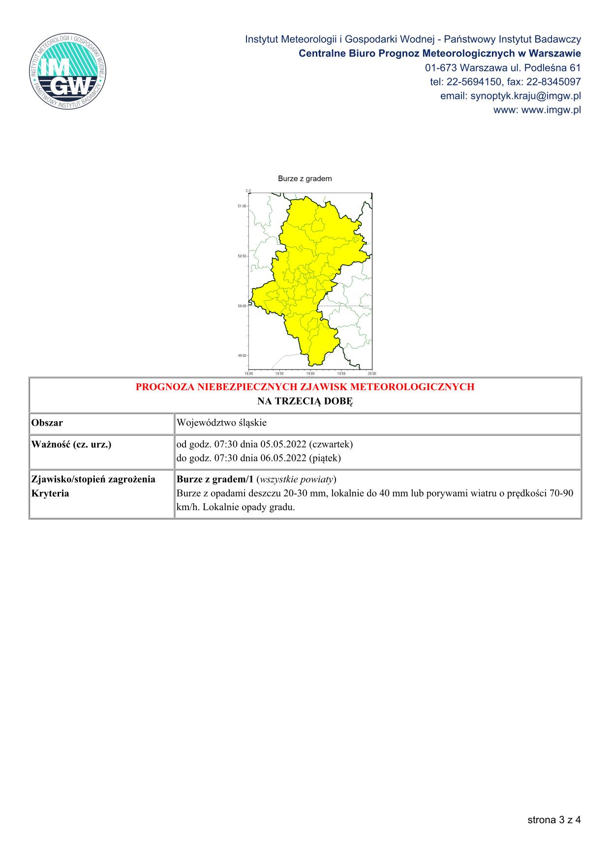 mapa wystąpienia zjawiska