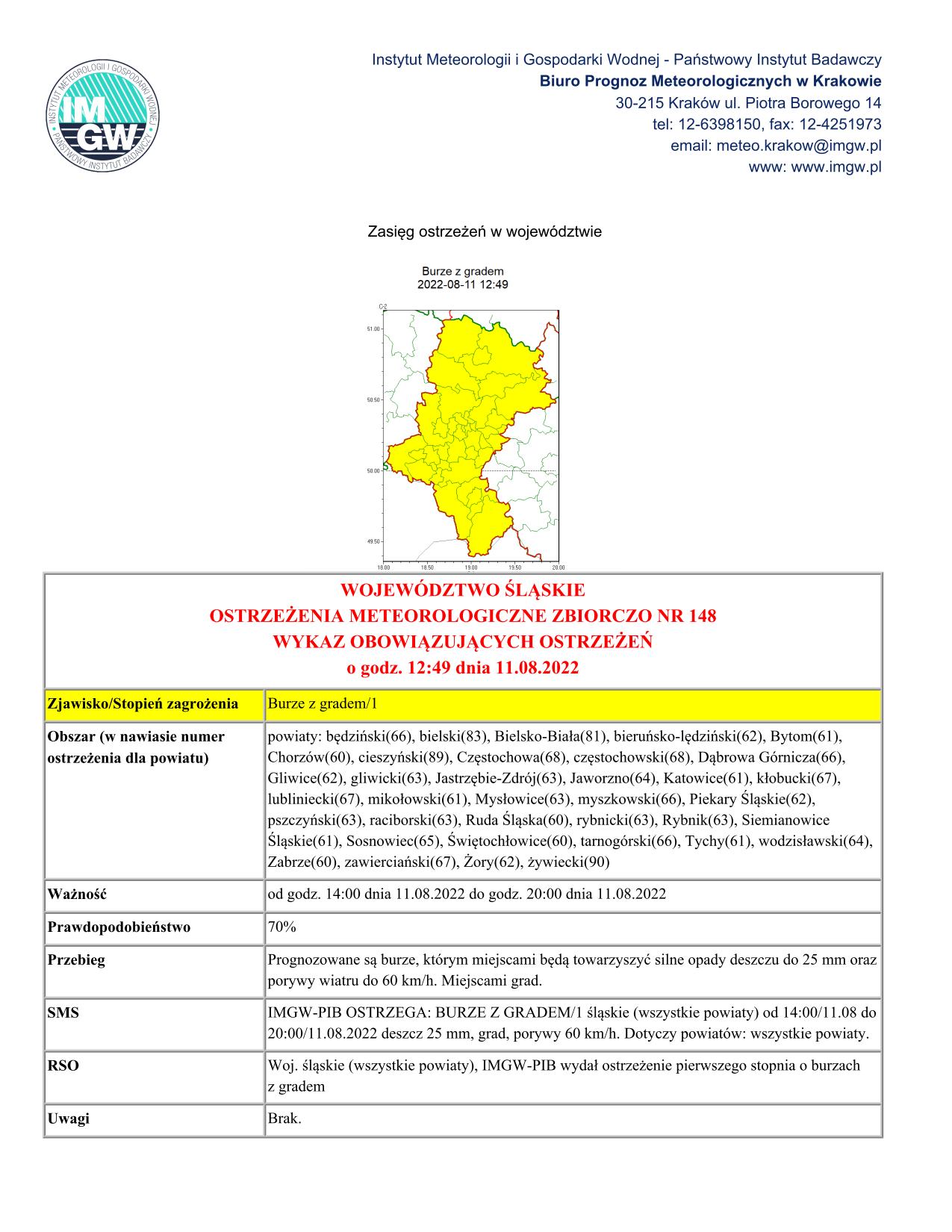 mapa wystąpienia zjawiska