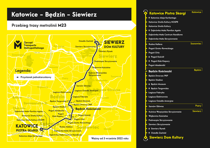 mapa linii M23