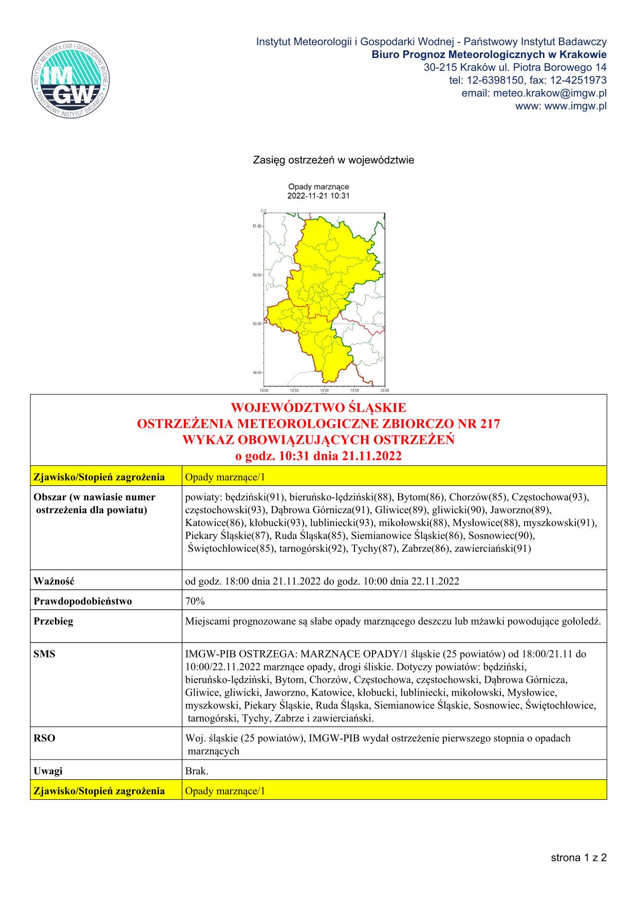 mapa wystąpienia zjawiska