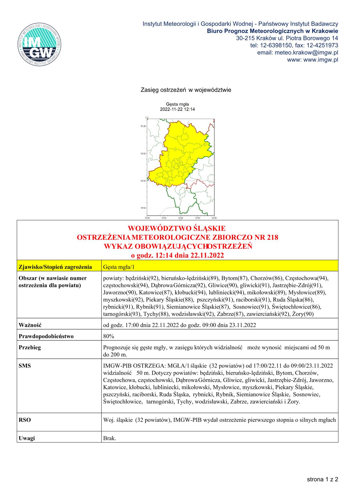 mapa wystąpienia zjawiska