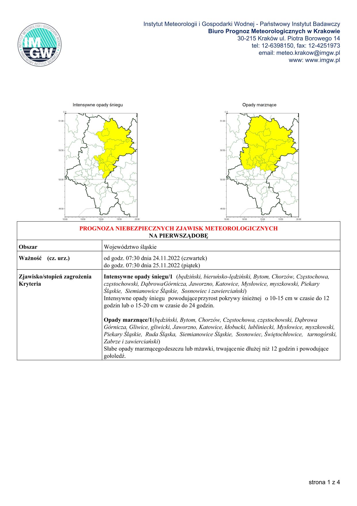 mapa wystąpienia zjawiska