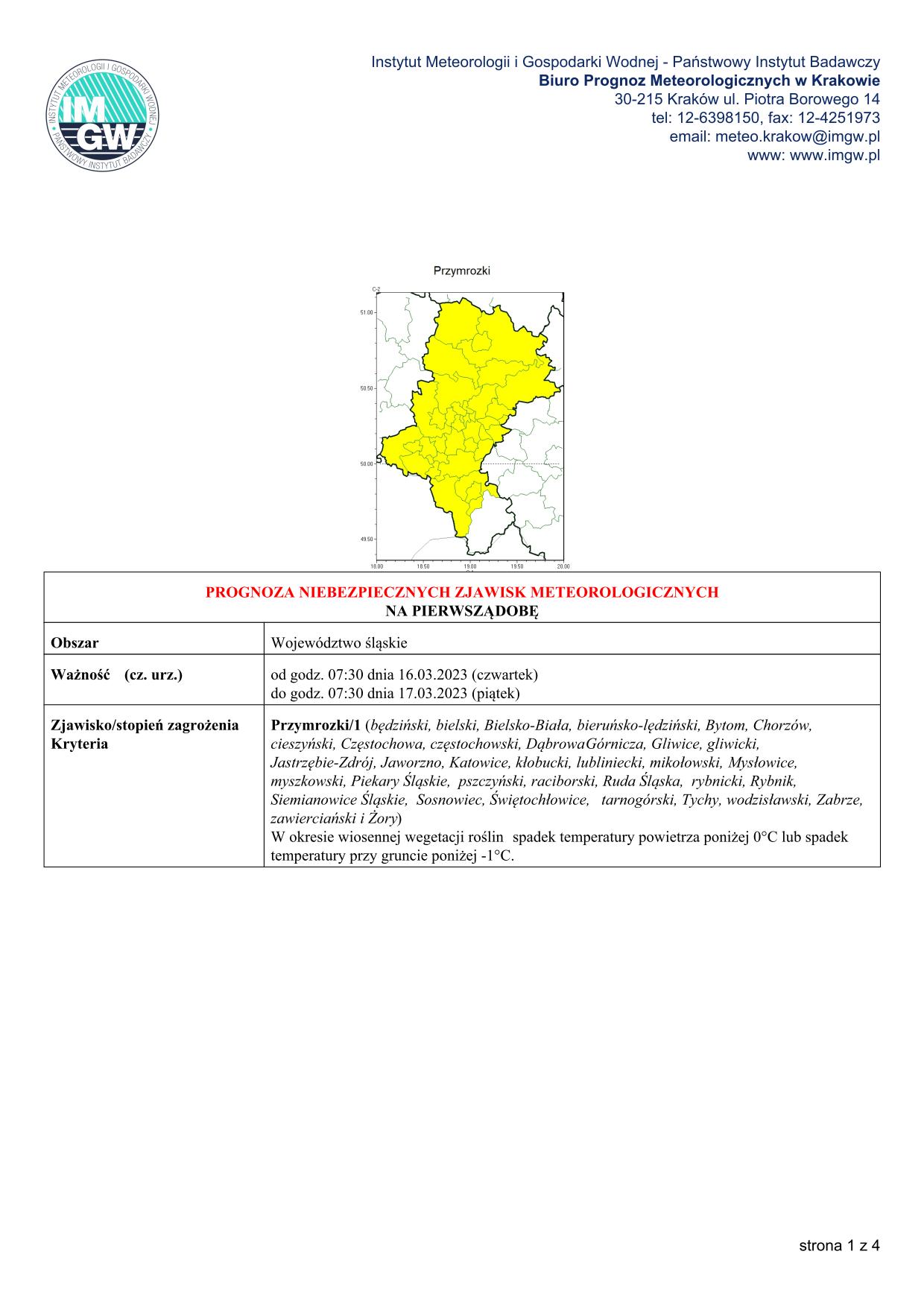 mapa wystąpienia zjawiska