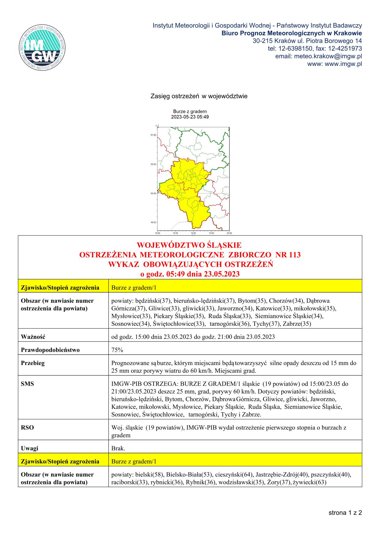 mapa wystąpienia zjawiska