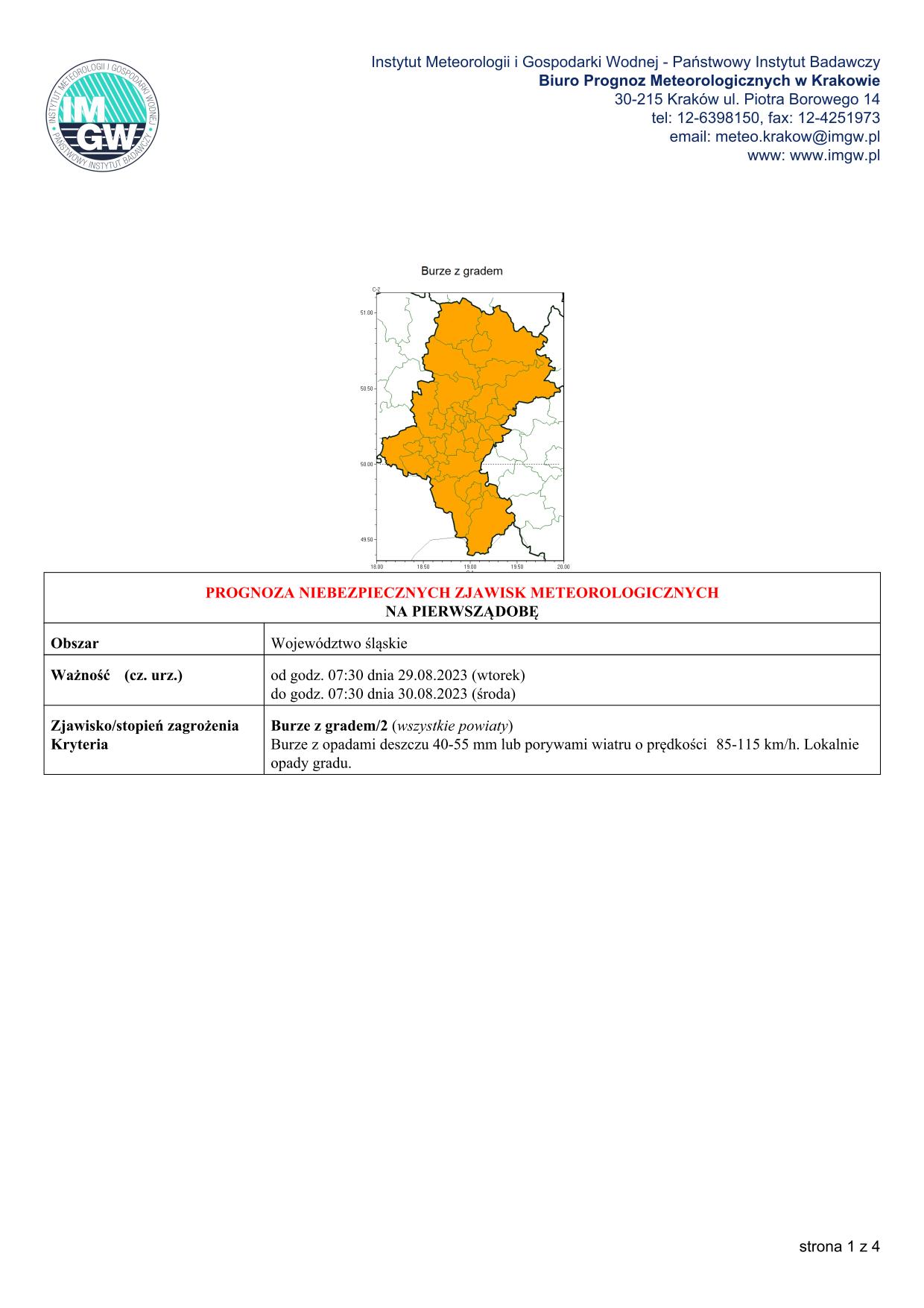mapa wystąpienia zjawiska