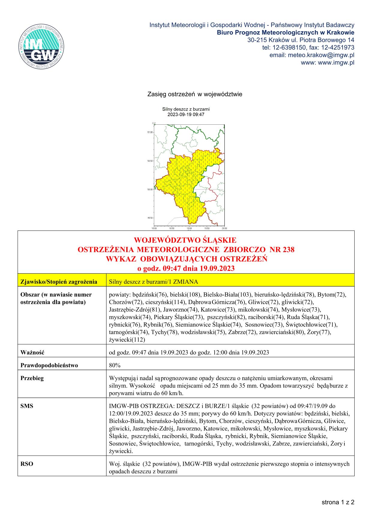 mapa wystąpienia zjawiska
