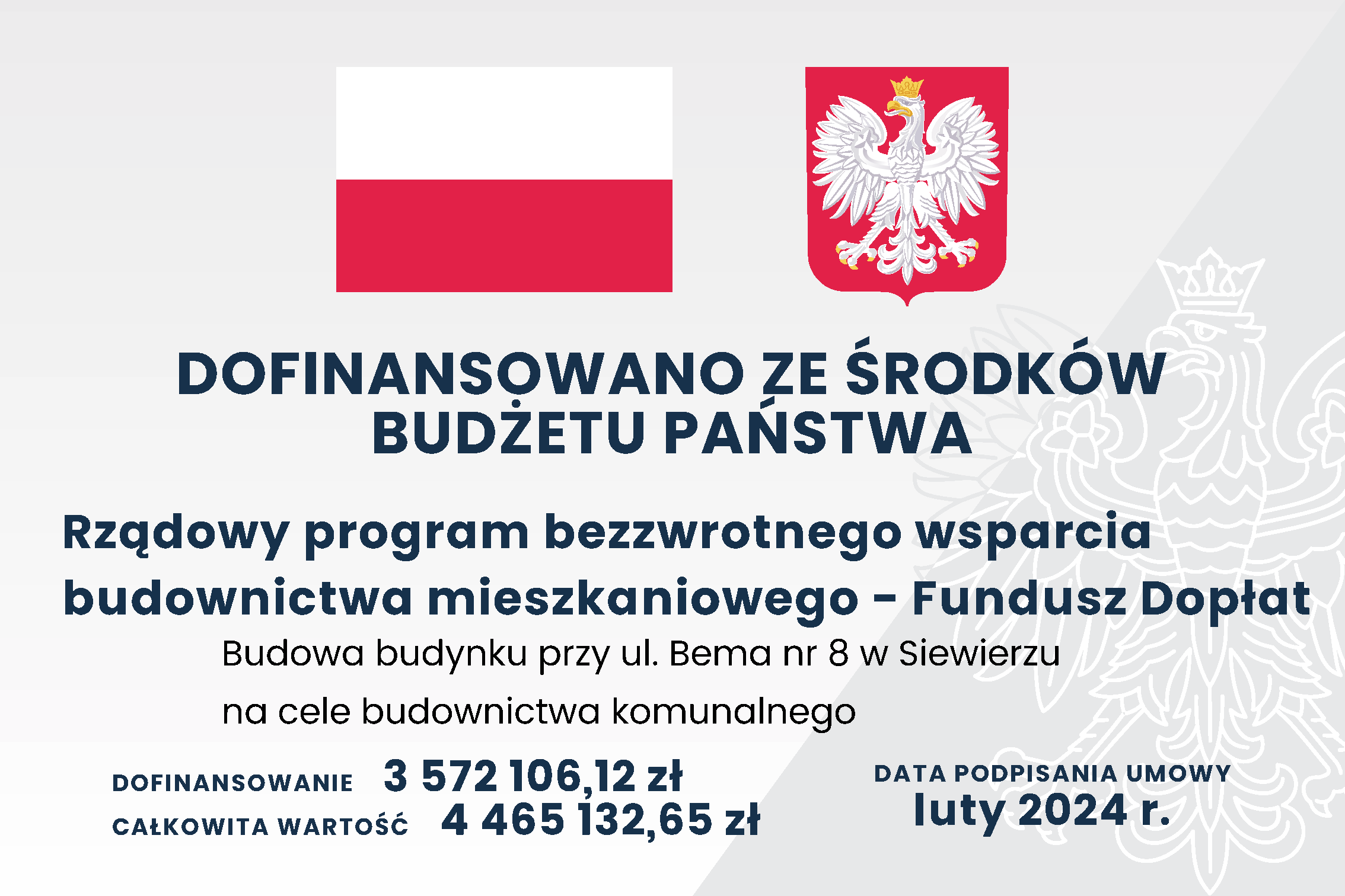 Tablica informacyjna o dofinansowaniu