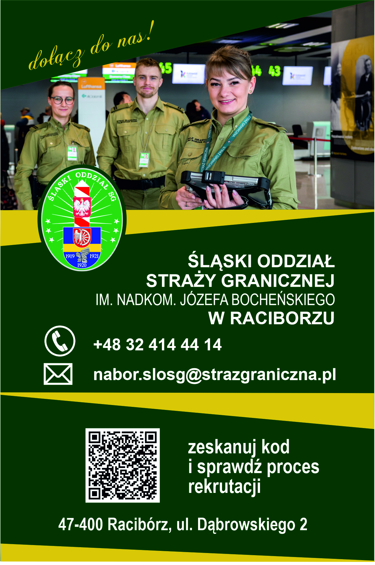 Śląski Oddział Straży Granicznej - plakat dot. rekrutacji