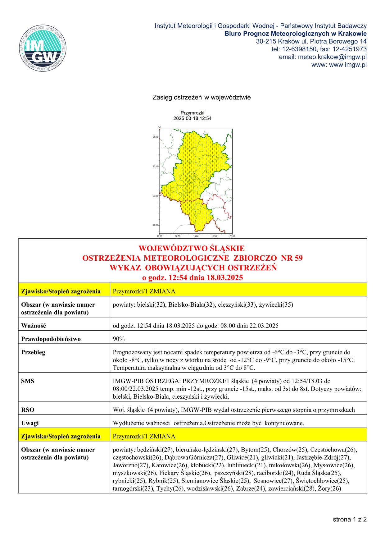 mapa wystąpienia zjawiska