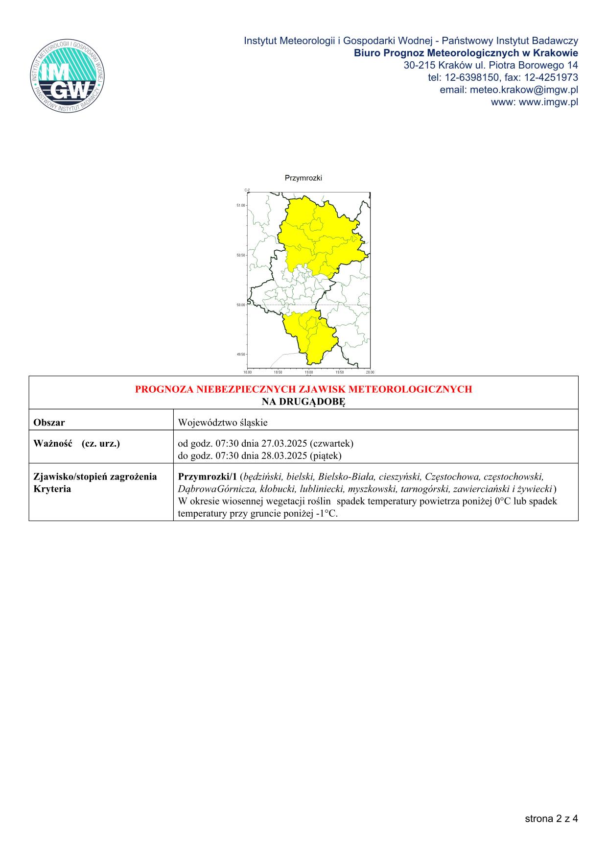mapa wystąpienia zjawiska