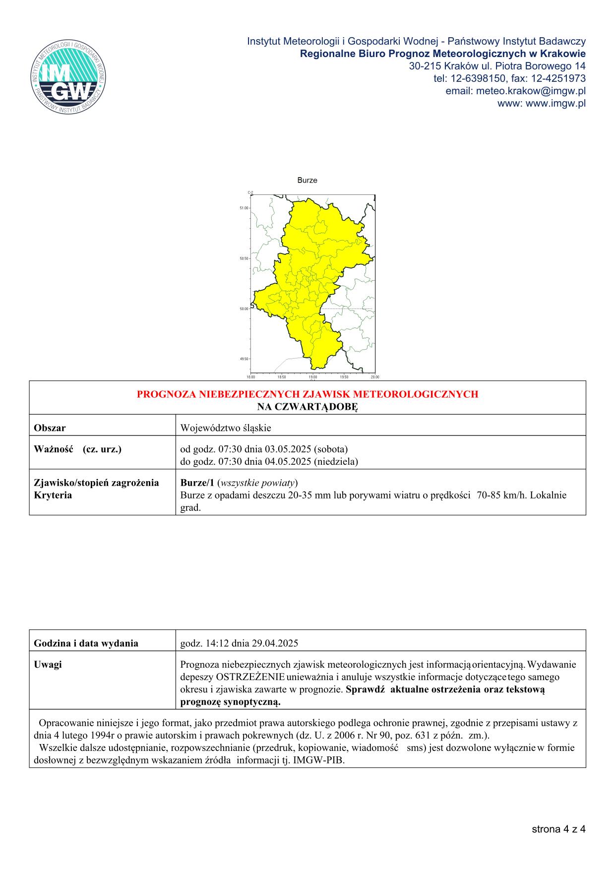 mapa wystąpienia zjawiska