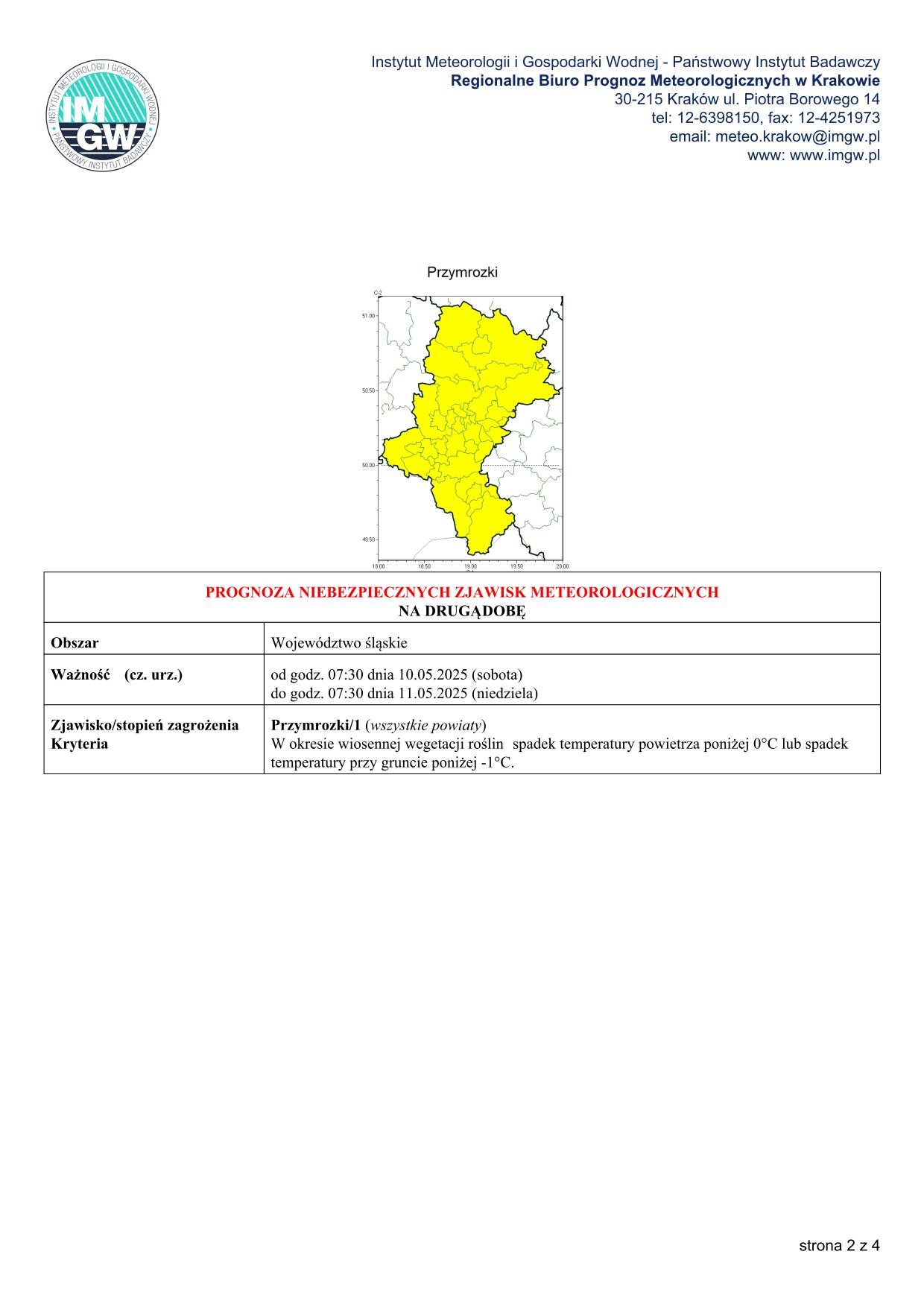 mapa wystąpienia zjawiska