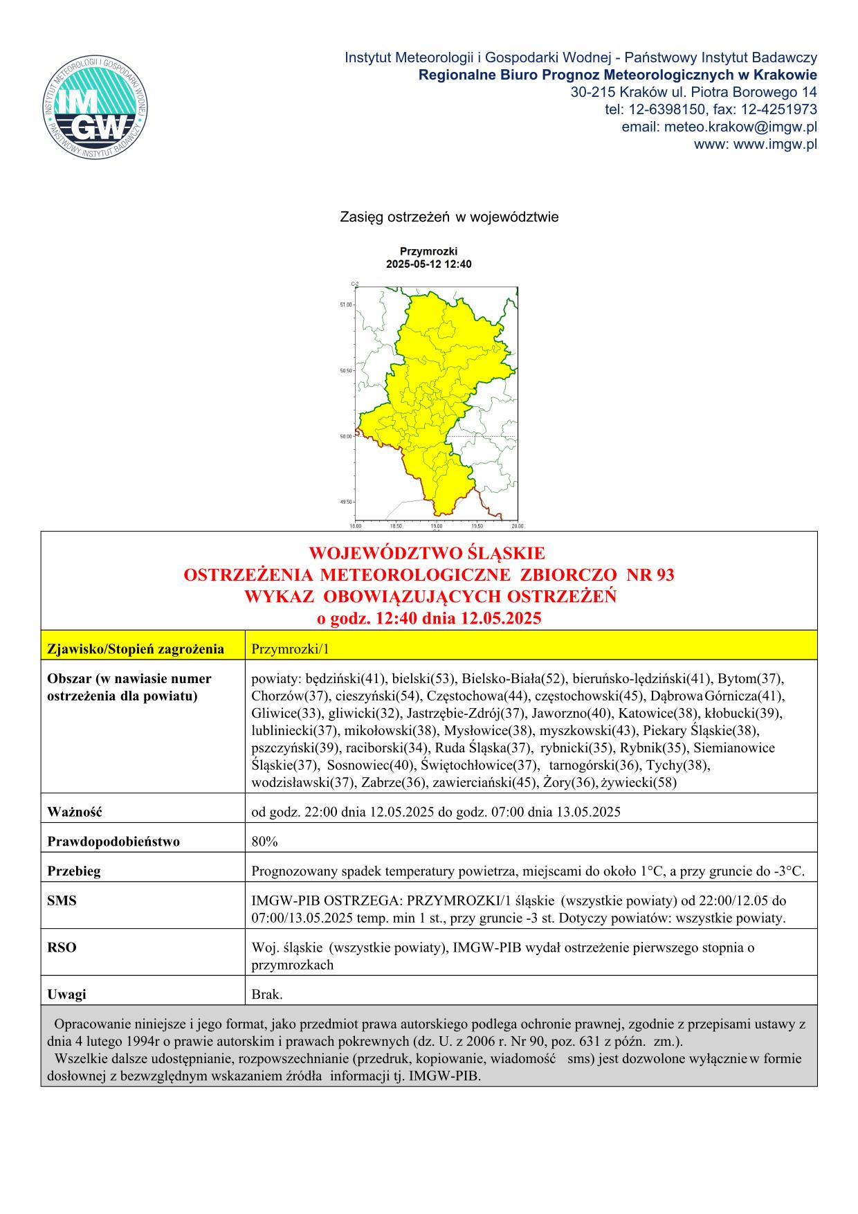 mapa wystąpienia zjawiska