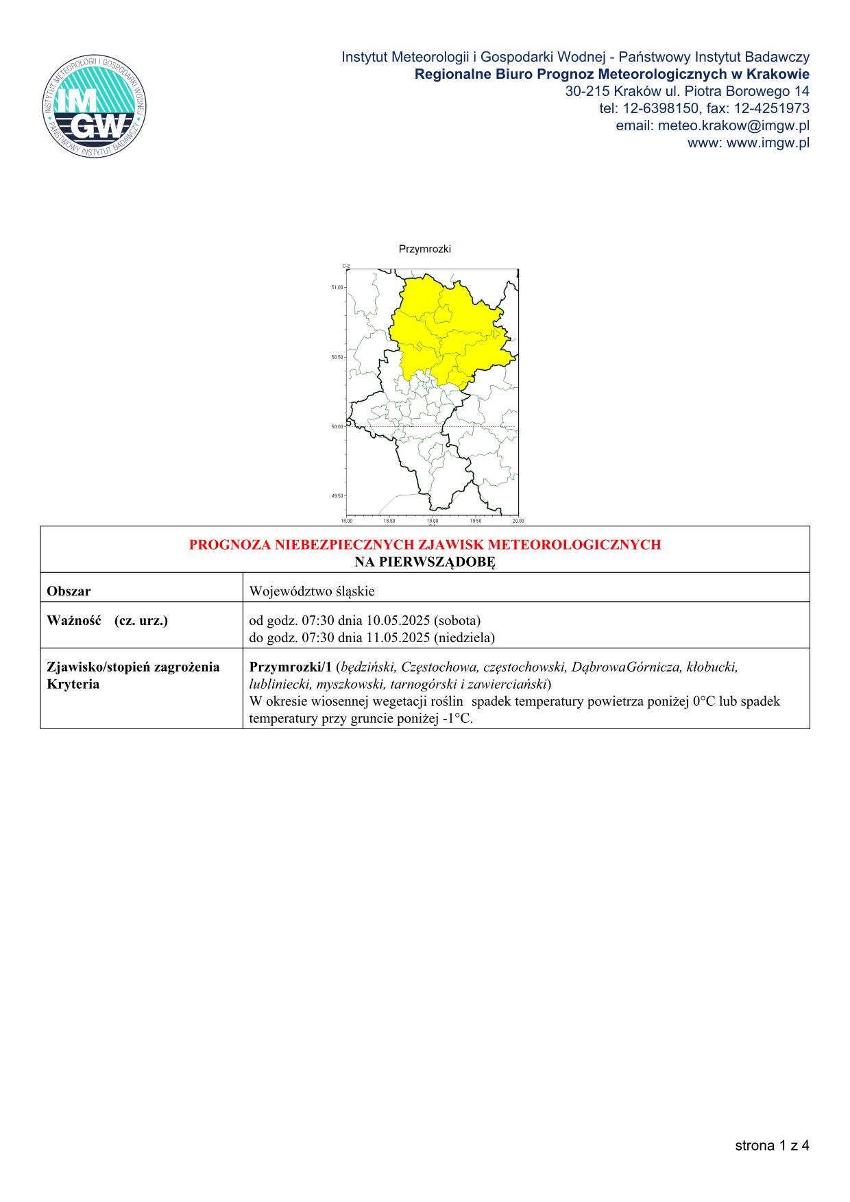mapa wystąpienia zjawiska