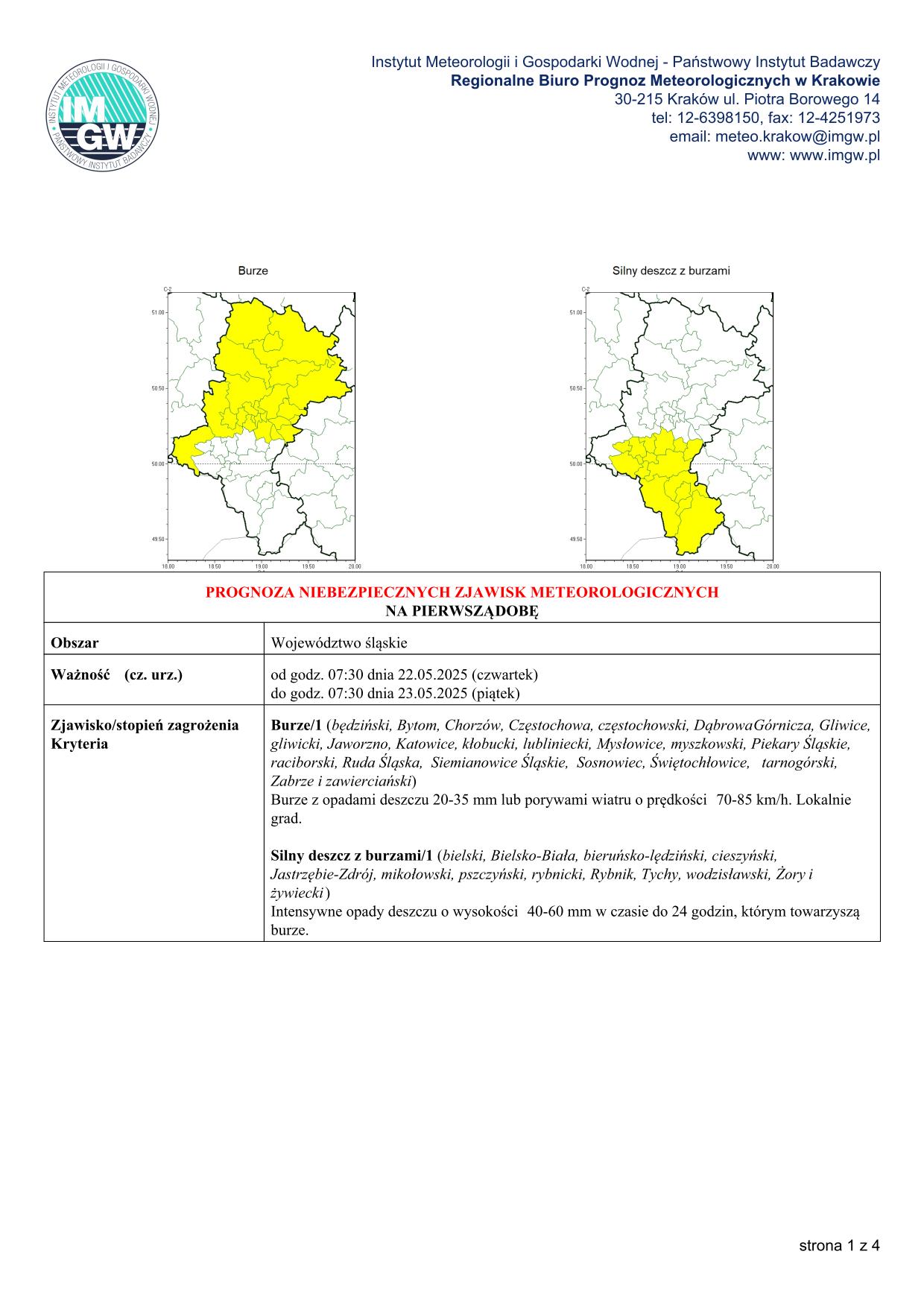 mapa wystąpienia zjawiska