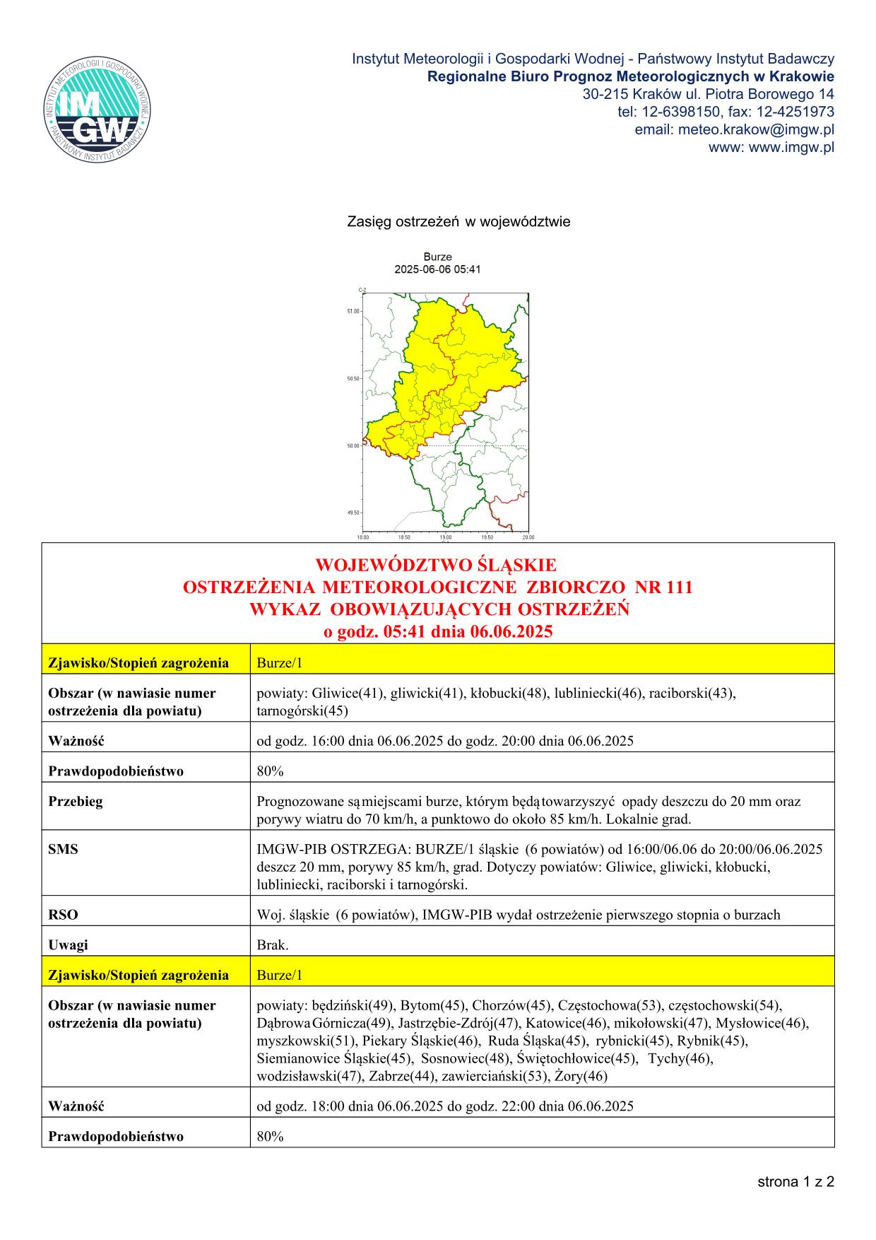 mapa wystąpienia zjawiska
