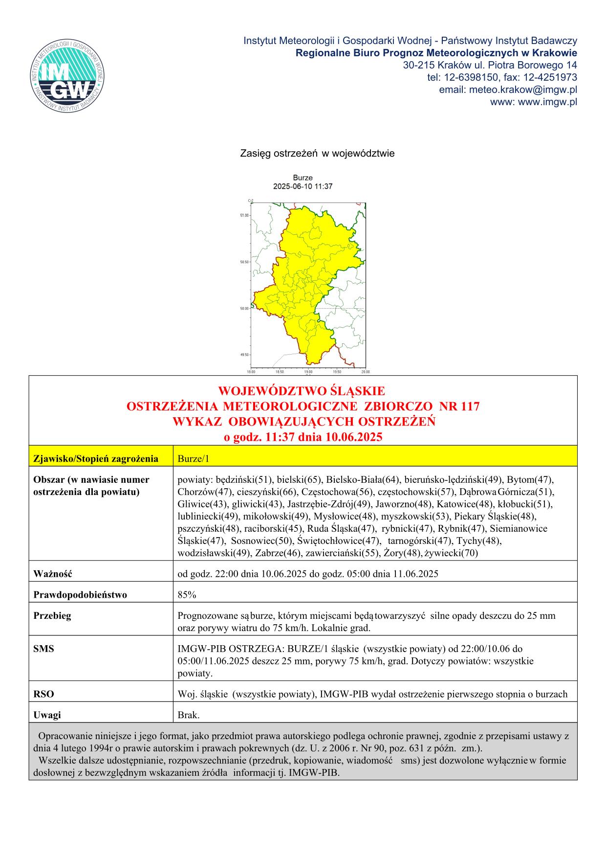 mapa wystąpienia zjawiska