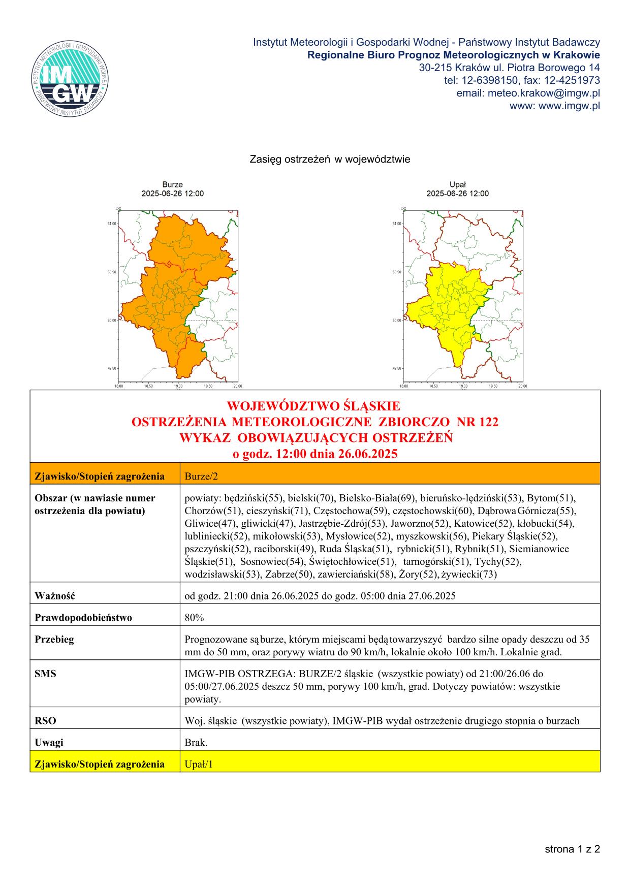 mapa wystąpienia zjawiska
