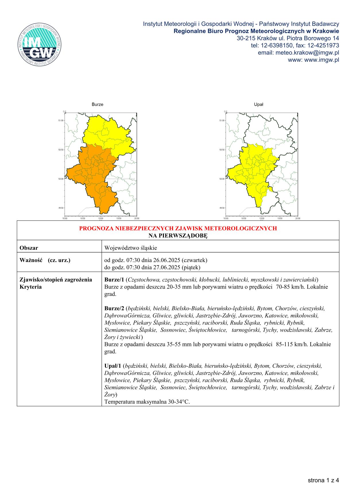 mapa wystąpienia zjawiska