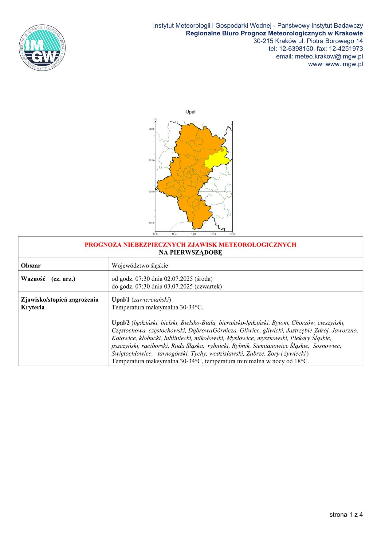mapa wystąpienia zjawiska