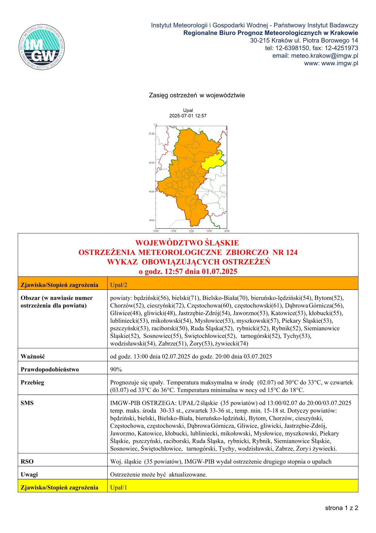 mapa wystąpienia zjawiska