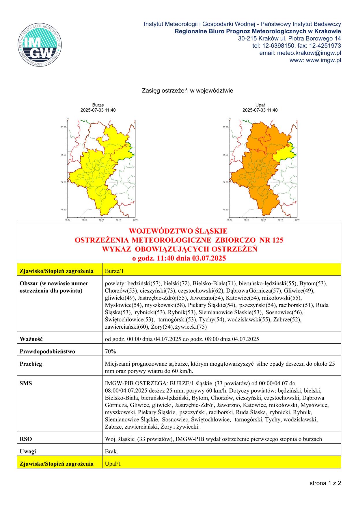 mapa wystąpienia zjawiska