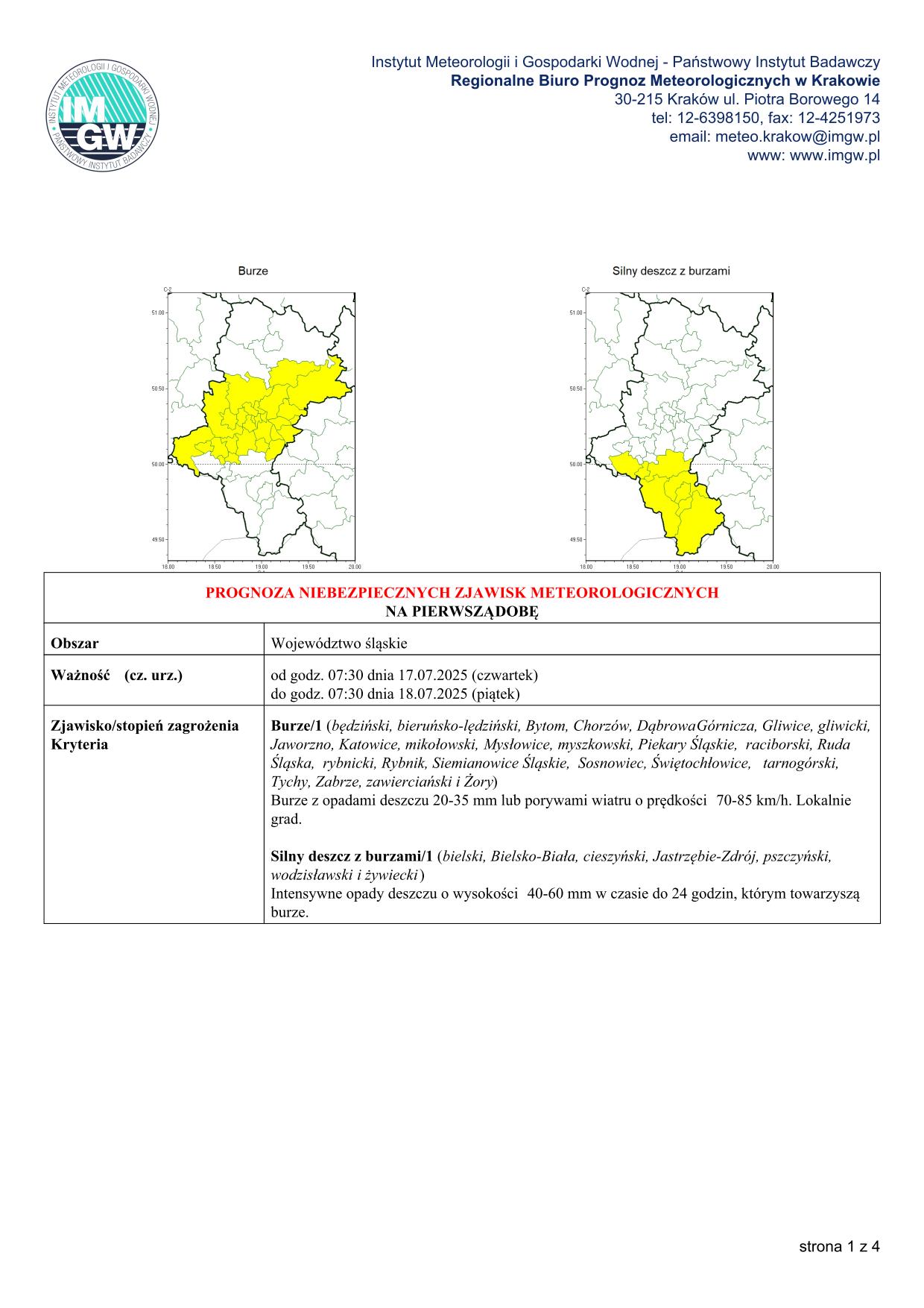 mapa wystąpienia zjawiska