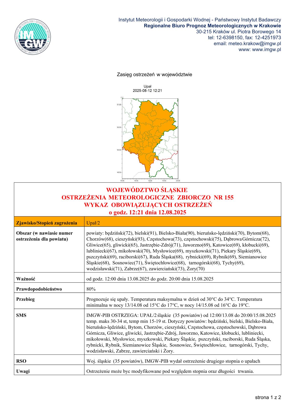 mapa wystąpienia zjawiska