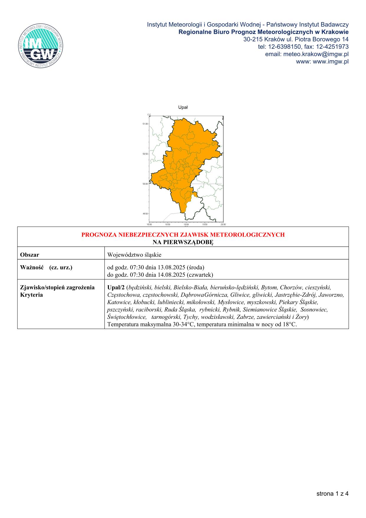 mapa wystąpienia zjawiska