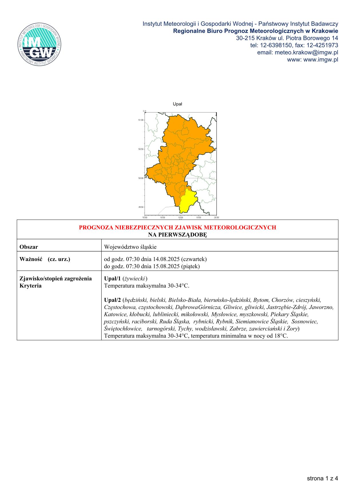 mapa wystąpienia zjawiska