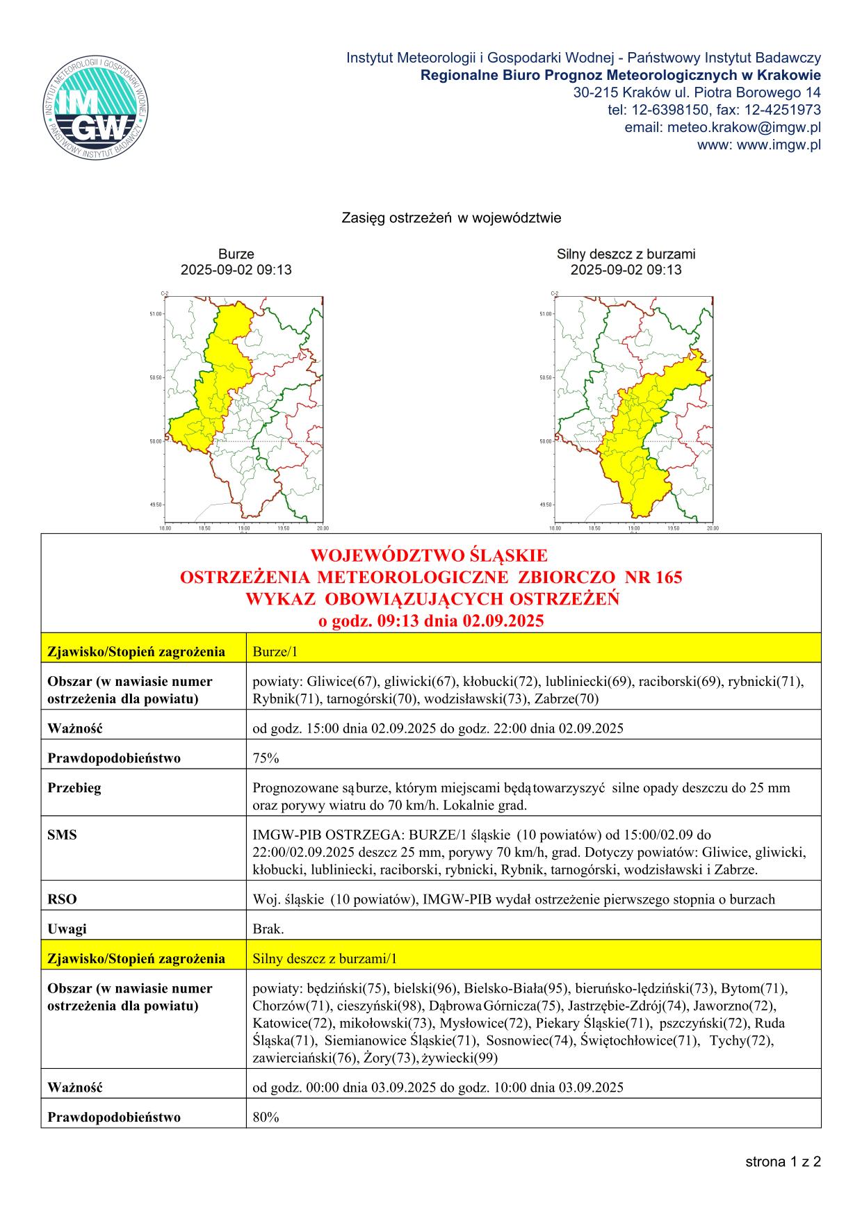 mapa wystąpienia zjawiska