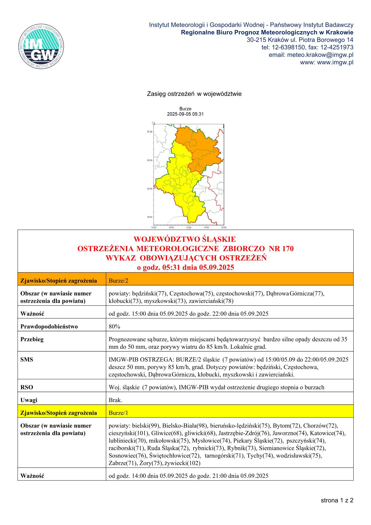 mapa wystąpienia zjawiska