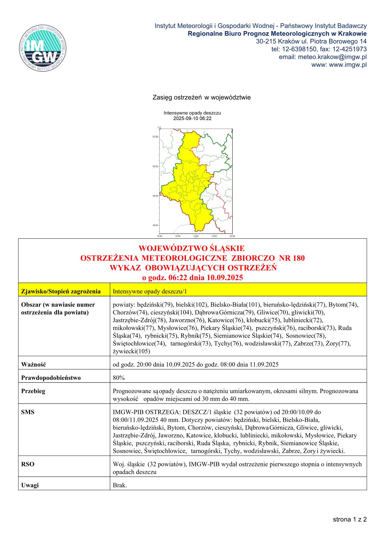 mapa wystąpienia zjawiska