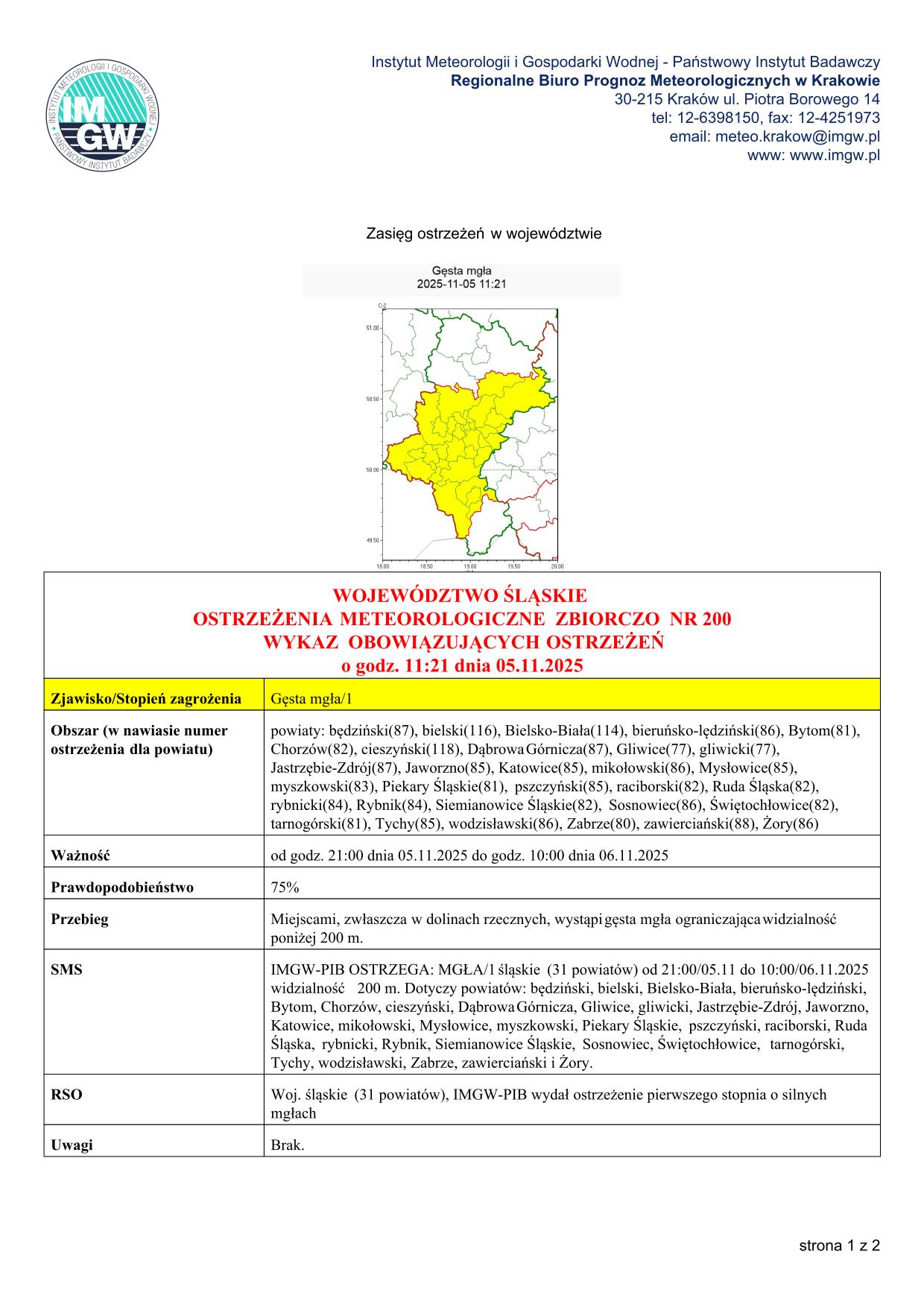 mapa wystąpienia zjawiska