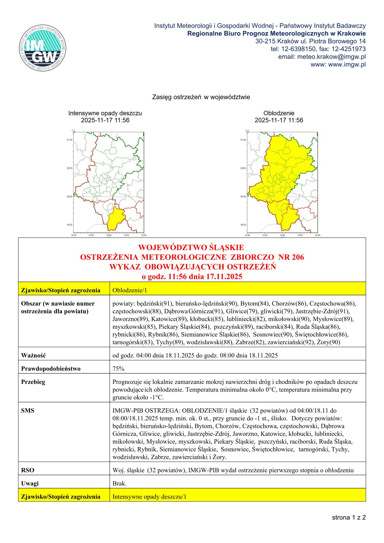 mapa wystąpienia zjawiska