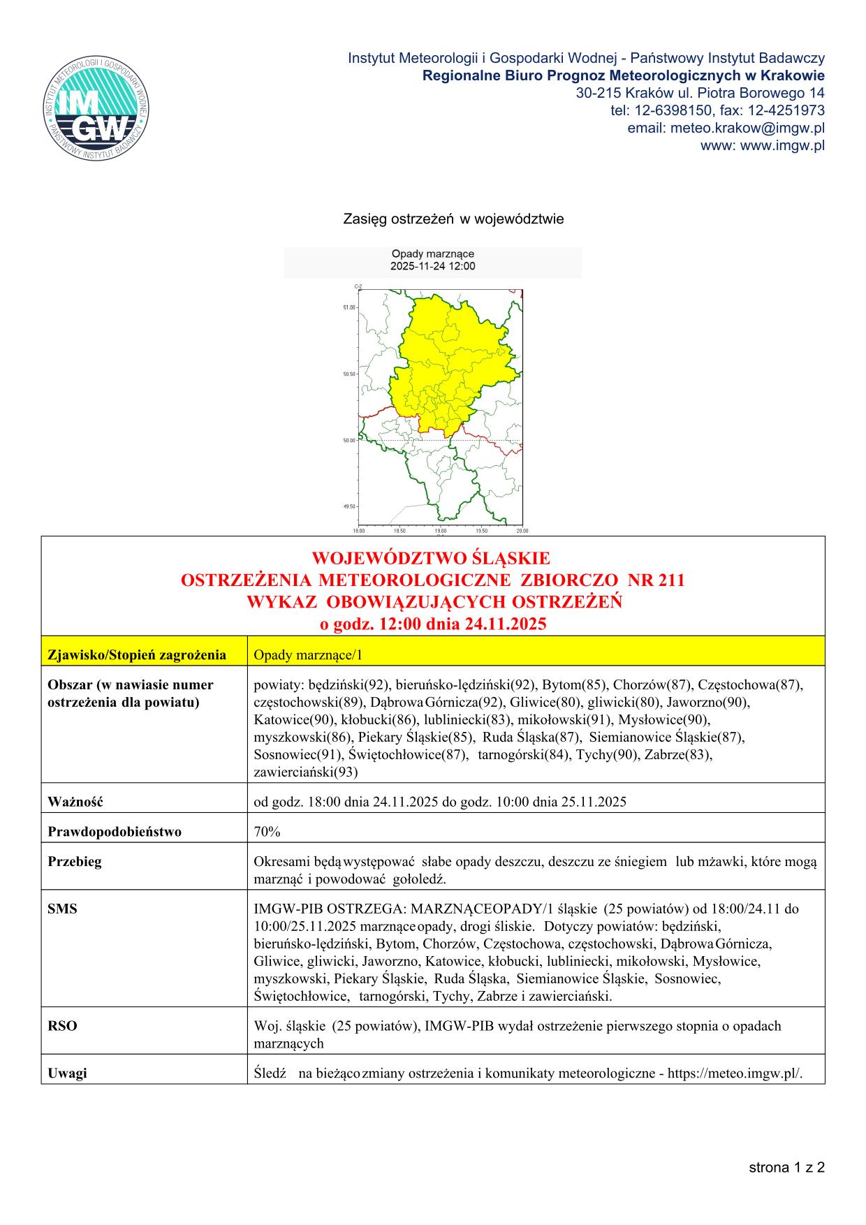 mapa wystąpienia zjawiska